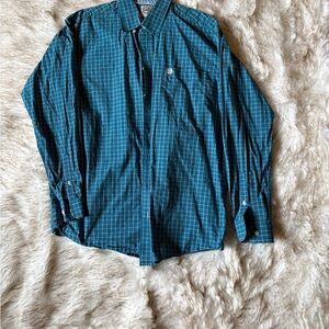 Cinch Teal Checkered Dress Shirt